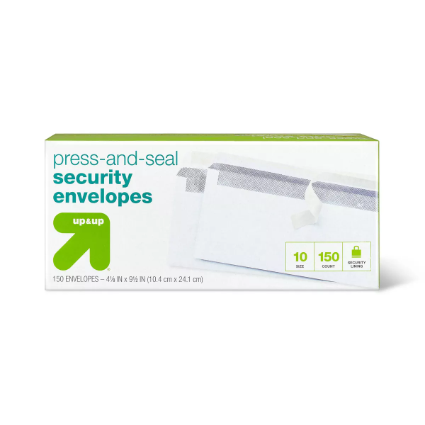 150ct 4" x 9.5" Press and Seal Security Envelopes White - - 490810615363