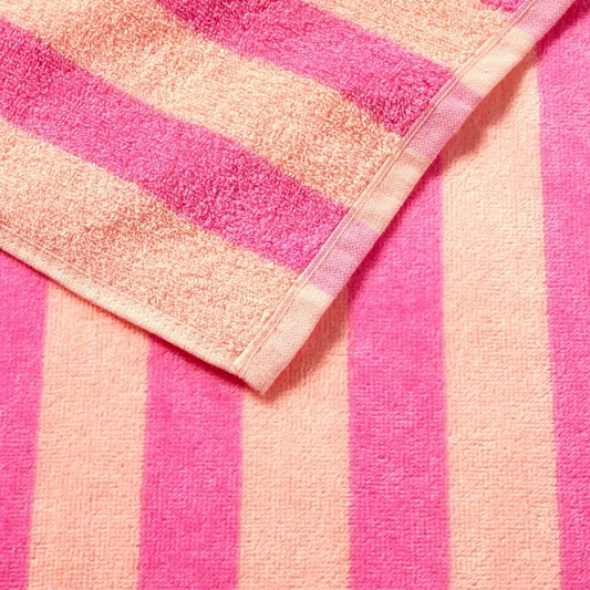 Towel Pink & Apricot Stripe - 197543420089