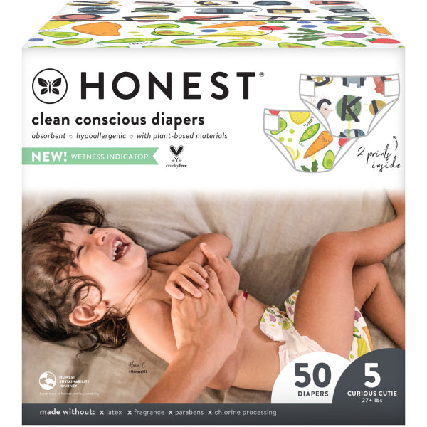 The Honest Company Clean Conscious Diapers Size 5 Letters 50 Diapers Per Box - 810425039383