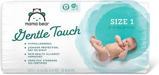 Mama Bear Gentle Touch Diapers, Hypoallergenic, Size 1, 49 Count , White - 842379161766