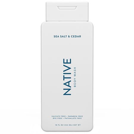 Native Body Wash Sea Salt & Cedar Sulfate Free Paraben Free for Men and Women 18 oz - 812154035049