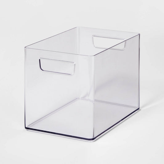 LIKE NEW Medium Bathroom Organizer Bin with Handles Clear - 1919085494771