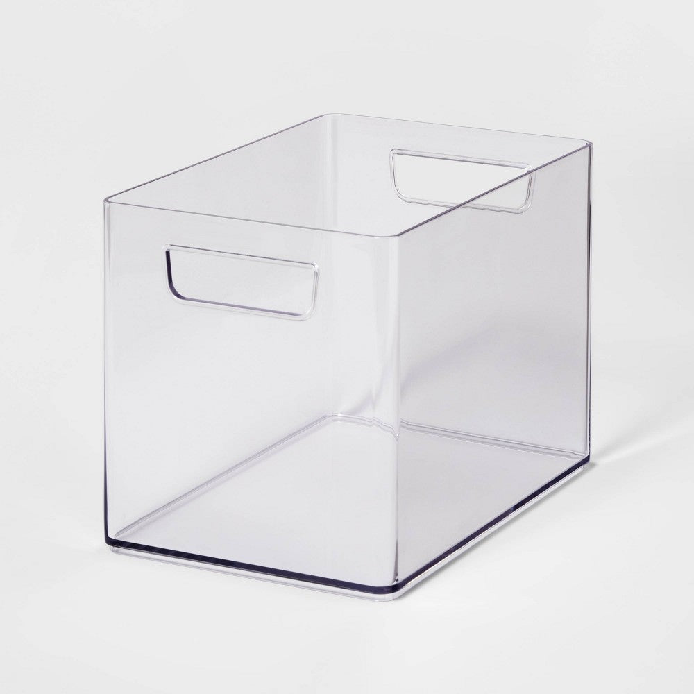 Medium Bathroom Organizer Bin with Handles Clear - 191908549477