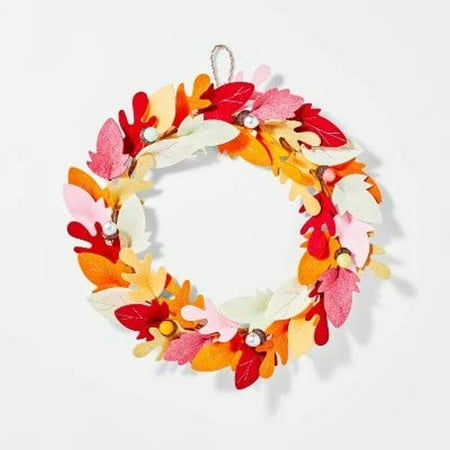 16 Traditional Felt Leaf Harvest Wreath with Acorns- - 191908156200