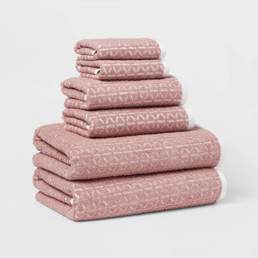 SINGLE Boho Bath Towel Mauve: Cotton Terry, Fade-Resistant, OEKO-TEX Certified - 1919089808051