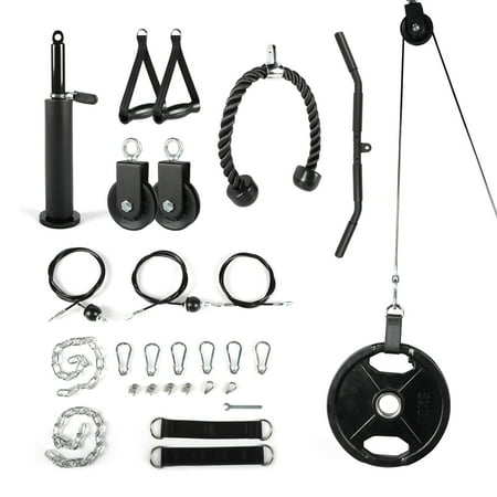 PRCTZ Weight Cable Pulley System Universal Attachments for LAT Pull Down Biceps Curl Tricep Arm Workouts - 850046469275