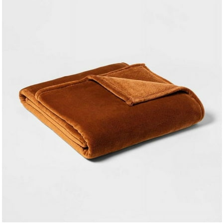 Threshold 90 x 92 Full/Queen Soft Microplush Bed Blanket - Caramel - 191908133324