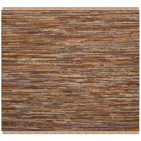 SAFAVIEH Rag Candis Striped Cotton Area Rug  Gold/Multi  6  x 6  Square - 889048217034