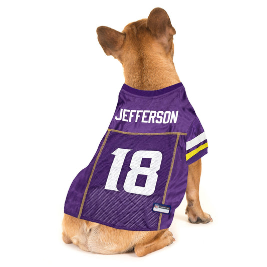 Pets First Justin Jefferson Pet Jersey, Medium, Minnesota Vikings, Assorted - 849790190658