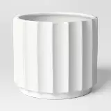 Geared Terracotta Indoor Outdoor Planter Pot White 12.13"x12.13" - 197543346341