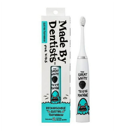 Made by Dentists Kids Rechargeable Electric Toothbrush with 2 Replacement Toothbrush Heads and Charger - Shark - 850031970625