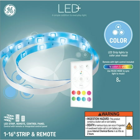 GE LED+ Color Changing LED Light Strip 8 Watt 16ft - NEW, IN OPENED BOX - 043168547598