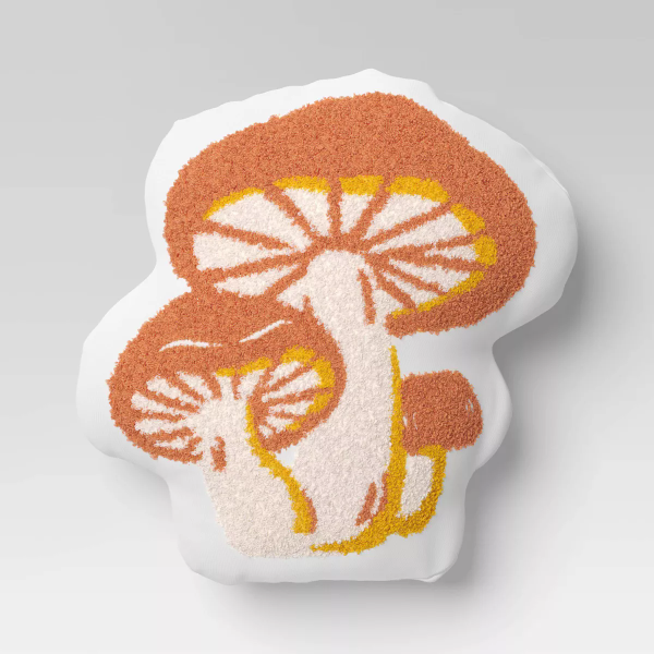 Mushroom Shaped Embroidered Cotton Throw Pillow Rust - Novelty Design, Indoor Canvas Fabric, OEKO-TEX Certified - 085239711002