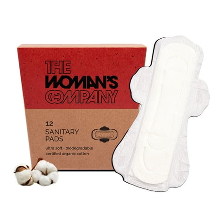 Best Before 12/23 The Woman s Company Sanitary Pads- Night | Organic Biodegradable Chemical Free & Rash Proof | Napkin for Maximum Coverage & Heavy Flow | 100% Cotton Regular Pad (Pack of 12pcs) - T239235329814463