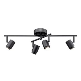 Globe Electric Walton 4-Light Matte Black 29W Integrated LED Track Lighting with Swivel Center Bar 59884 - 058219598849