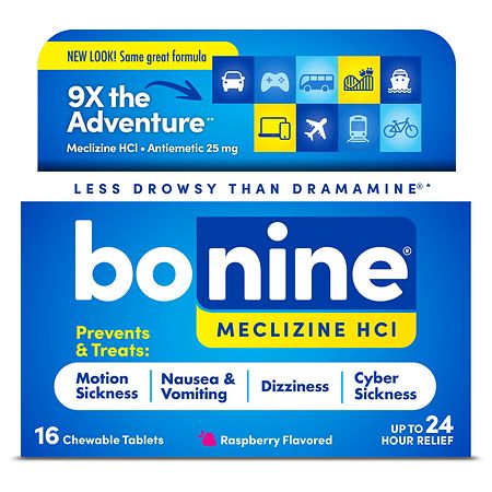 Bonine Non-Drowsy Nausea Relief - Meclizine HCI 25mg Chewable Tablets - Raspberry - 16ct - 365197275168