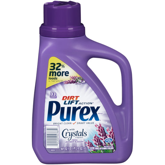 Purex Fresh Lavender Blossom, 38 Loads, Liquid Laundry Detergent with Crystals Fragrance, 50 fl oz - 024200047870