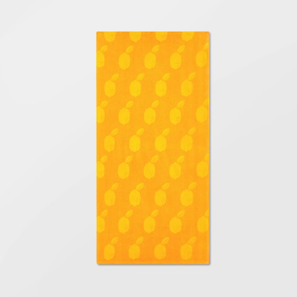 Lemons Beach Towel : 100% Cotton, Terry Construction, Machine Washable, for All Ages - 197543420119