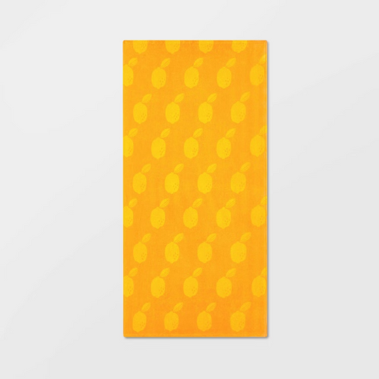 Lemons Beach Towel : 100% Cotton, Terry Construction, Machine Washable, for All Ages - 197543420119