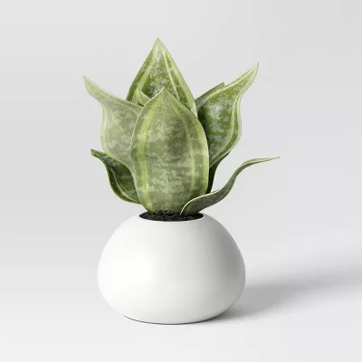 4.5" Mini Tabletop Snake Artificial Plant -Ceramic Pot, Indoor/Outdoor Decor - 197543345962