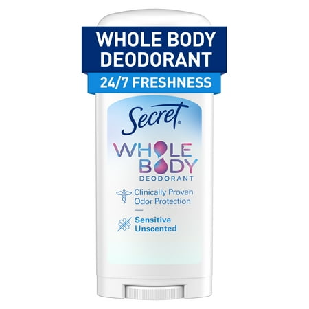 Secret Whole Body Stick Aluminum Free Deodorant for Women Unscented 2.6oz - 030772129289