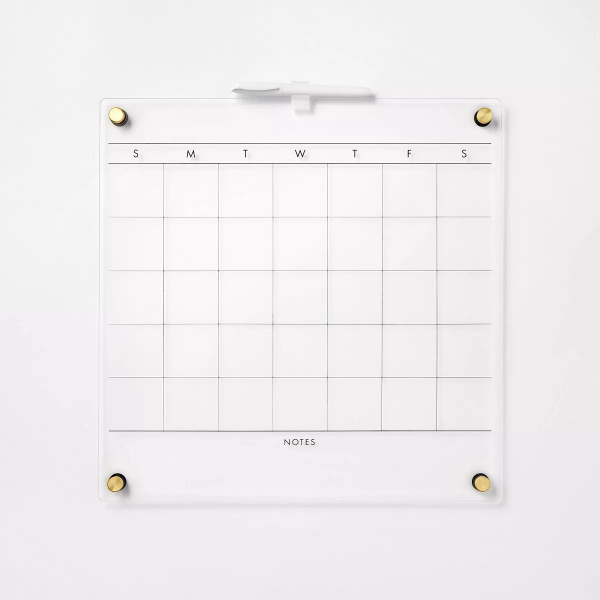 16"x16" This Month Acrylic Dry Erase Calendar Clear - ? - 197543514917