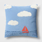 Sailboat on Water With Clouds Square Throw Pillow - Blue - 197543557129