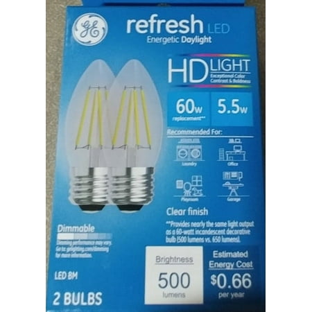 GE 2pk 60W Refresh LED Decorative Light Bulbs Daylight - 043168315258