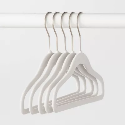 5pk Kids' Flocked Hangers White - 191908753683