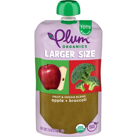 Plum Organics Tots & Beyond Organic Toddler Food Pouches: Apple and Broccoli - 7.5 oz - 846675014276