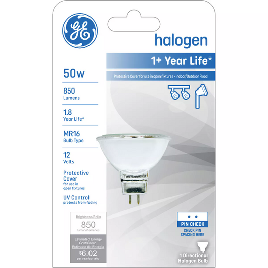 GE 50W Halogen MR16 Light Bulb Warm White - 043168817707