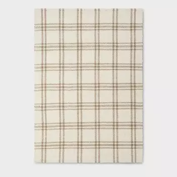 5'x7' Cottonwood Handwoven Plaid Wool/Cotton Area Rug Cream/Tan - Threshold? designed with Studio McGee - 191908555508