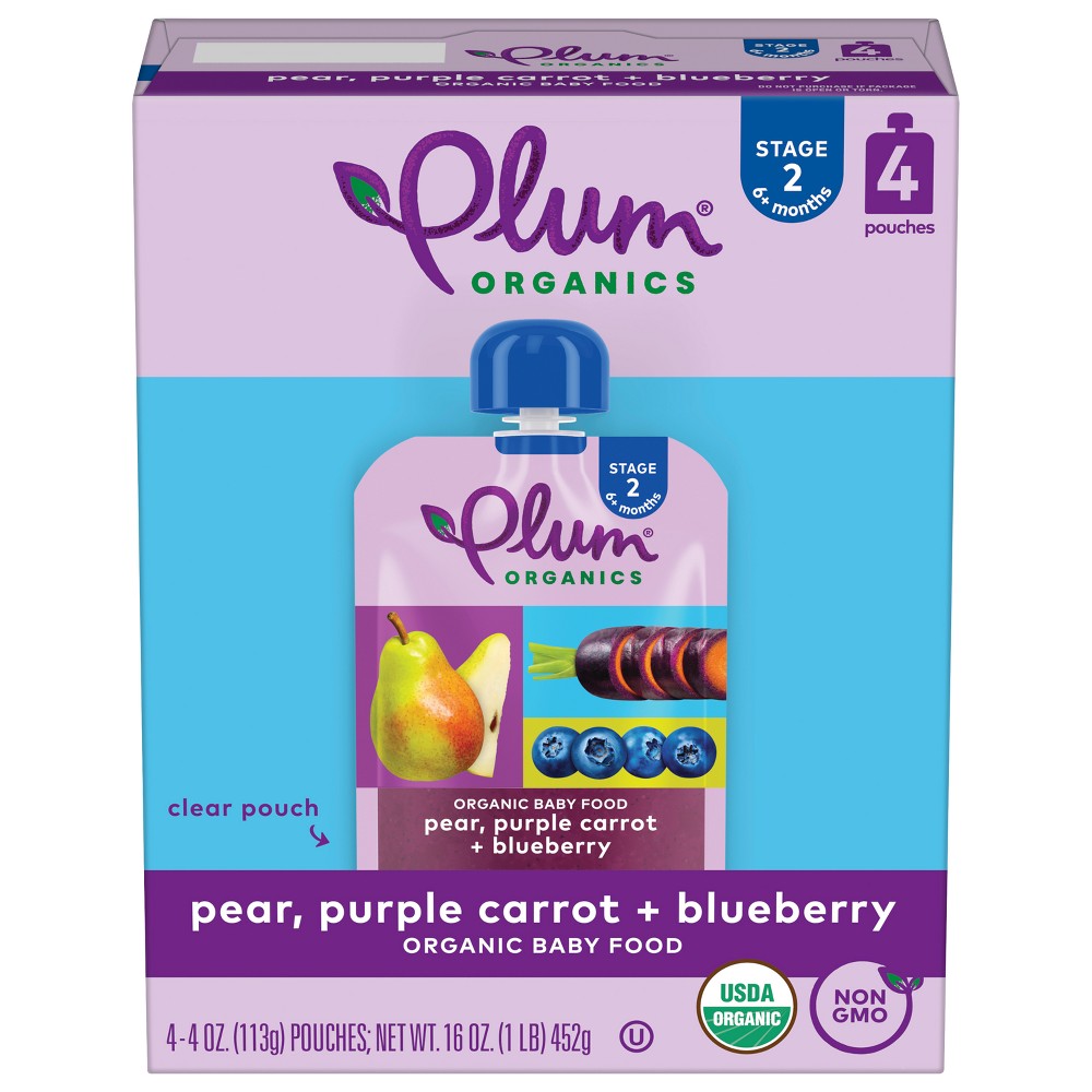 PLUM STAGE2 BLENDS BABY FOOD BLUEBERRY PEAR PURPLE CARROT - 846675002679