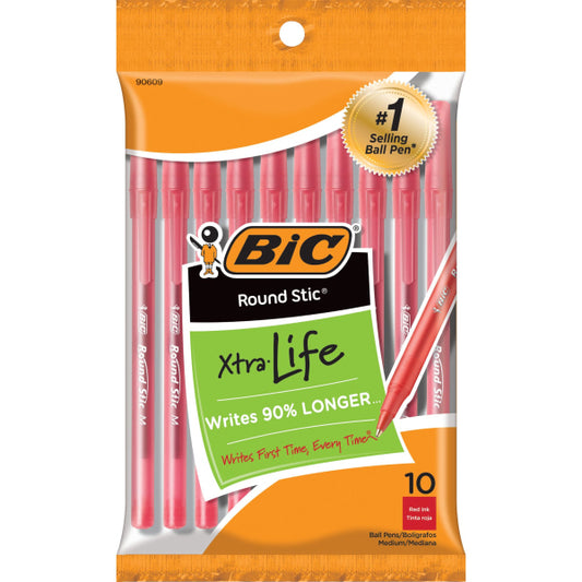 BIC Xtra Life Ballpoint Pens, 1.0mm, 10ct - Red - 070330906099