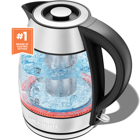 Chefman Rapid-Boil 1.8L Electric Tea Kettle w/ LED Indicator Light and Tea Infuser - Stainless Steel New - 810087844035