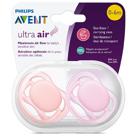 Philips Avent Ultra Air Pacifier 0-6 months various colors 2 pack - 075020075949