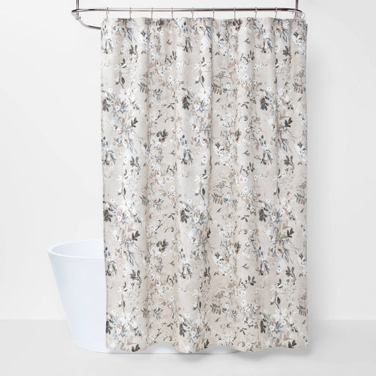 Neutral Floral Shower Curtain - 191908629223