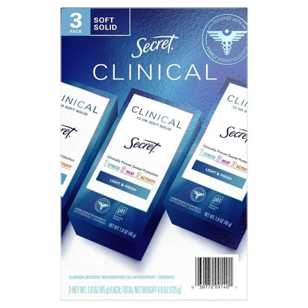 Secret Clinical Soft Solid Antiperspirant and Deodorant Light and Fresh (1.6oz-3ct) - 030772091401