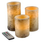 Flickering Flameless LED Candles with Birch Bark- Set of 3 Battery Operated Real Wax Pillar Candles with Remote Control and Timer by Lavish Home - 191344619147