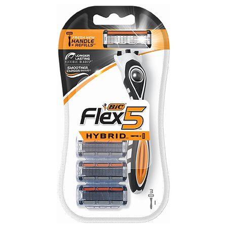 BIC Flex 5 Blade Refillable Razors Men s 5-Blade 1 Handle and 3 Cartridges - 070330741812