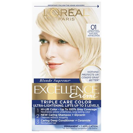 L'Oreal Paris Excellence Triple Protection Permanent Hair Color - 6.3 fl oz - 01 Extra Light Ash Blonde - 1 Kit - 071249210819