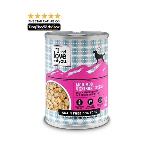 I and love and you - Moo Moo Venison Stew Wet Dog Food - Single 13 oz Can - 818336011962