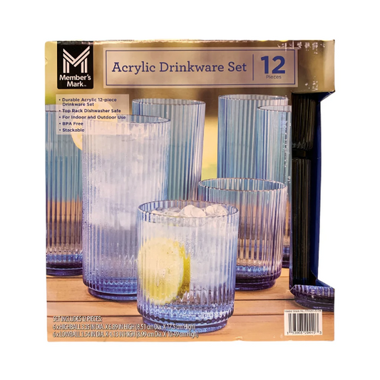 Acrylic Drinkware Set 12 Pieces - 193968294403