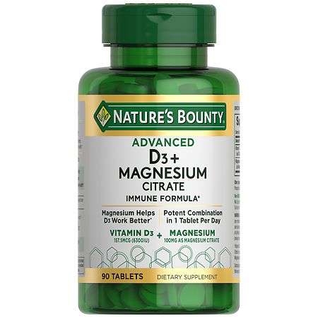 Nature?s Bounty? Advanced Vitamin D3 with Magnesium Immune and Bone Supplement 90 Tablets - 074312011368