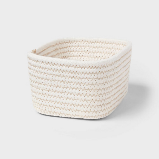 Small Coiled Rope Basket Cream - - 727532030212