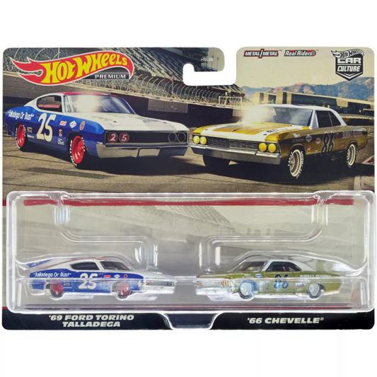 Hot Wheels Car Culture 2 Pack ?69 Ford Torino Talladega & ?66 Chevelle - 194735038848