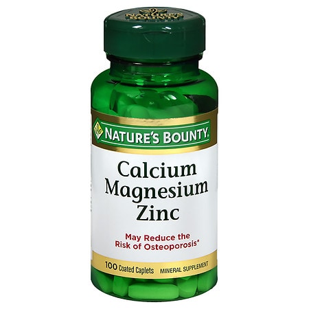 Nature s Bounty Calcium Magnesium Zinc Coated Caplets for Bone Health 100 Ct - 074312042904