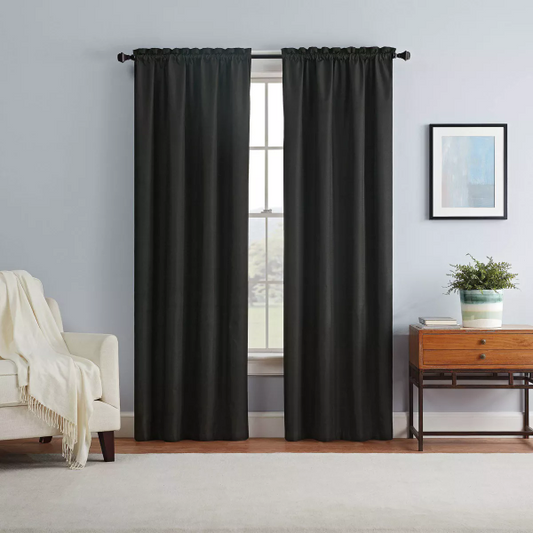 42"x84" Eclipse Blackout Braxton Thermaback Window Curtain Panel Black - 885308098375