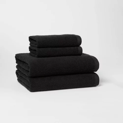 1 ct Antimicrobial Bath and Hand Towel Black: Cotton Terry, Midweight GSM - 191908445885