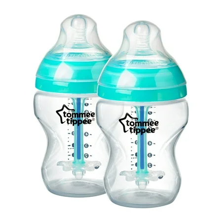 Tommee Tippee Anti-Colic Baby Bottles Slow Flow Breast-Like Nipple and Unique Anti-Colic Venting System (9oz 2 Count) - 666519225251